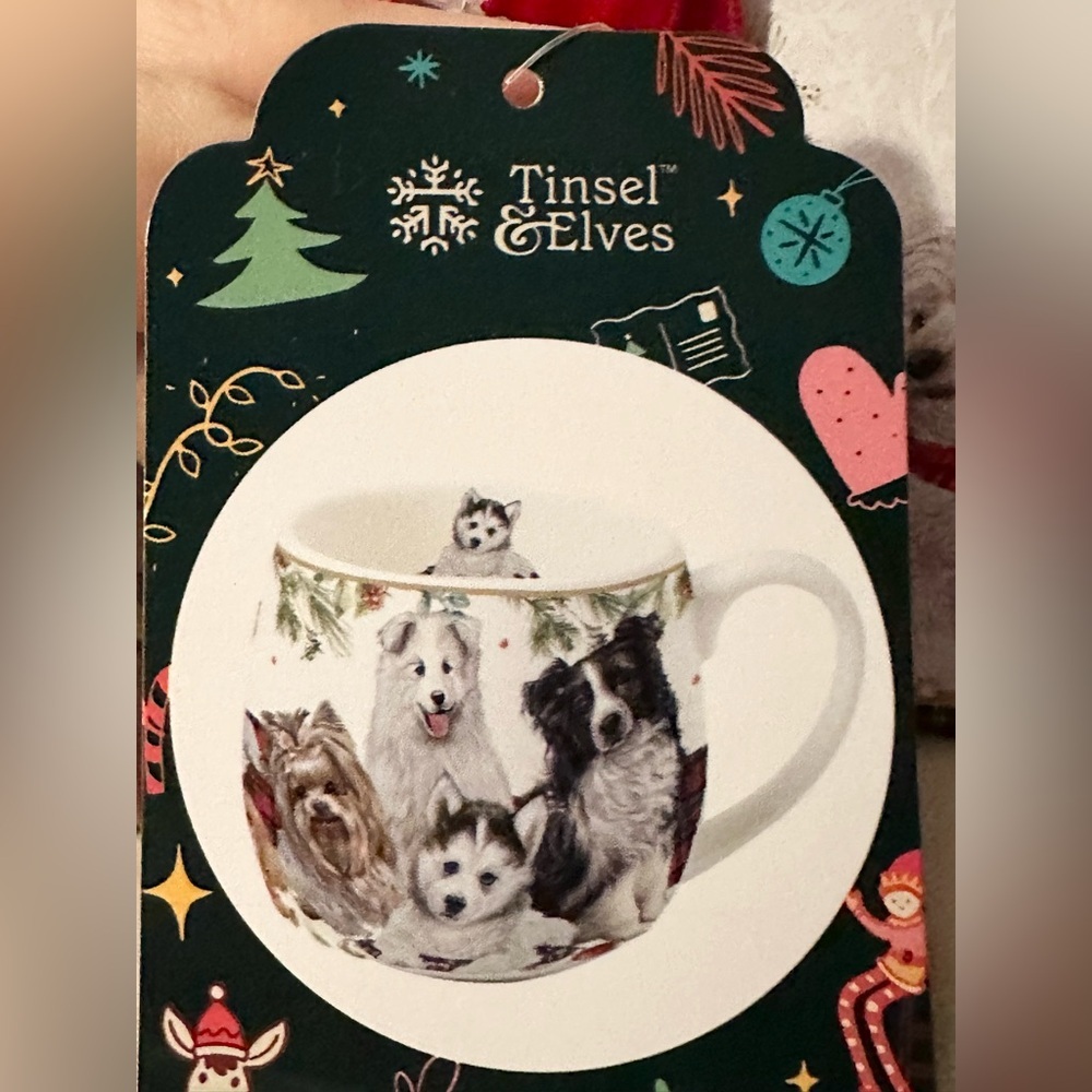 Tinsel & Elves Mug Christmas Coffee Tea Dogs Puppies Husky Yorkie New w/ Box 🐾🎄 - Picture 12 of 16